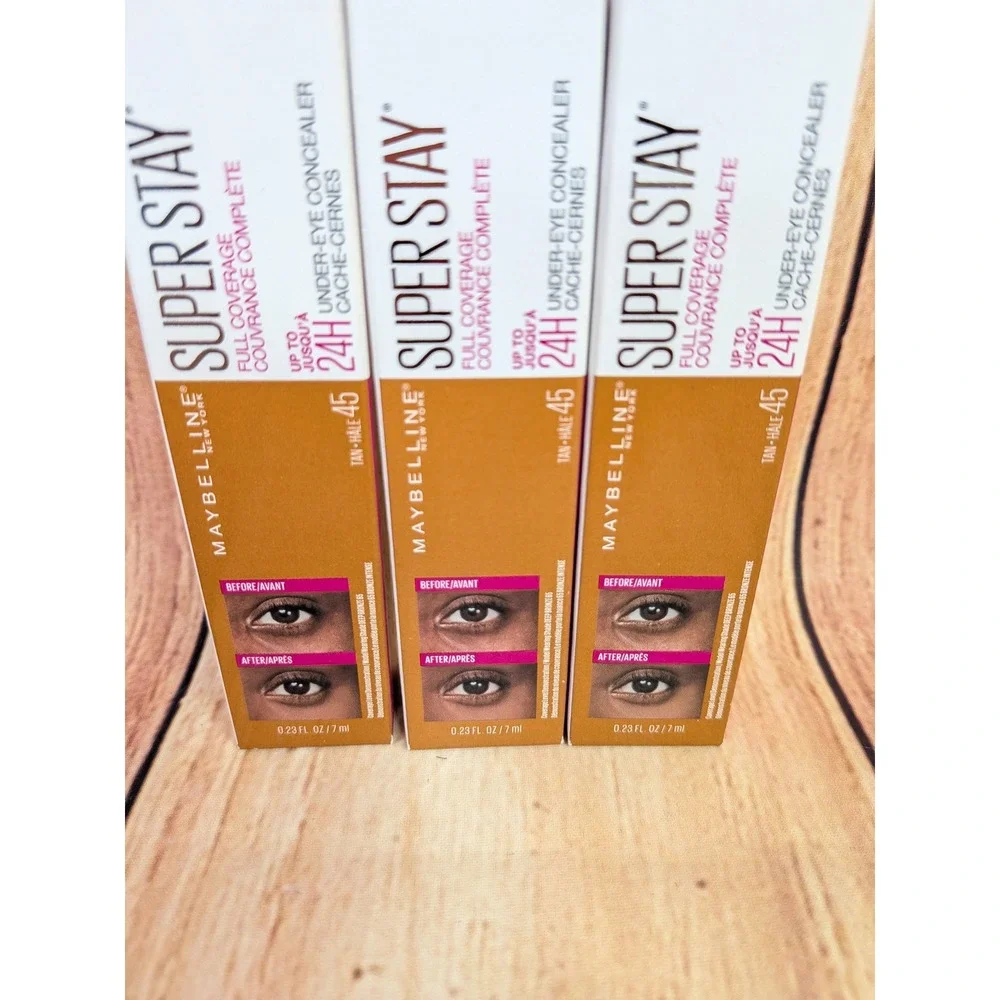 3 PK Maybelline Super Stay Full Coverage Under-Eye Concealer Tan 45 0.23 oz